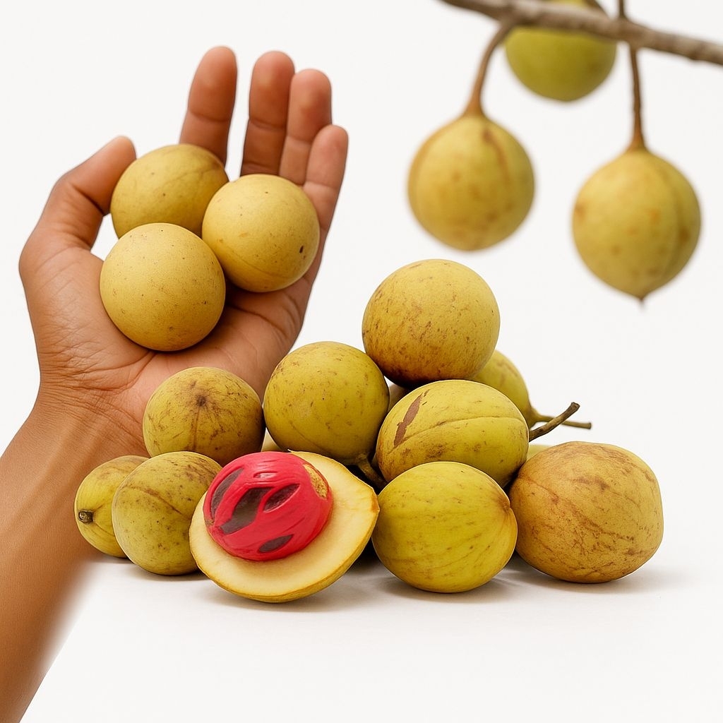 

Buah Pala Segar Rempah Nusantara Asli | Rempah Utuh Berkualitas | 1 KG Bumbu Dapur & Herbal Tradisional