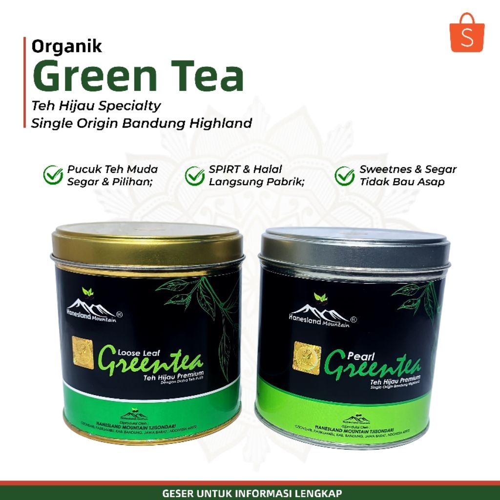 

Teh Hijau Green Tea Organik Premium - Daun Teh Hijau Pekoe Asli