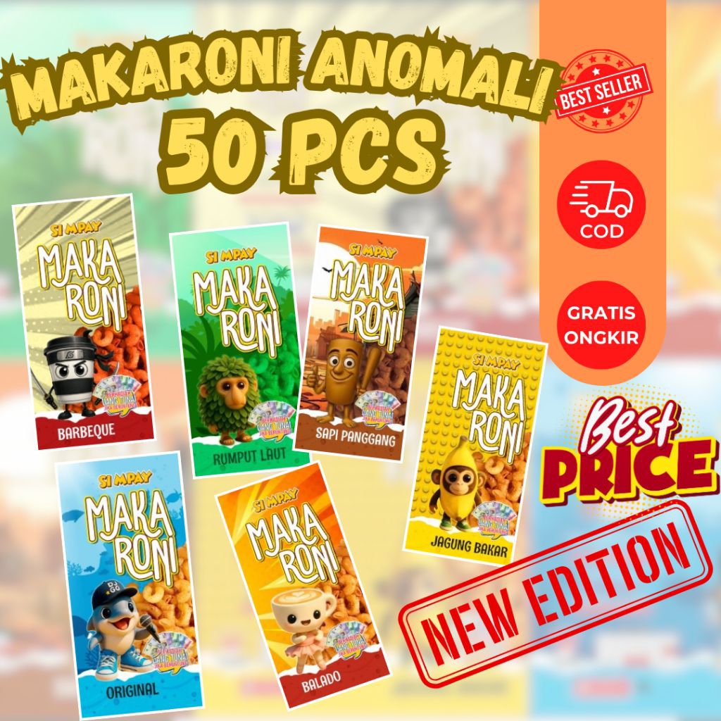 

(MAKARONI ANOMALI 50 PCS) EDISI TERBARU ANOMALI ISI 50 PCS / PAKET USAHA SI MPAY/ MAKARONI CRISPY