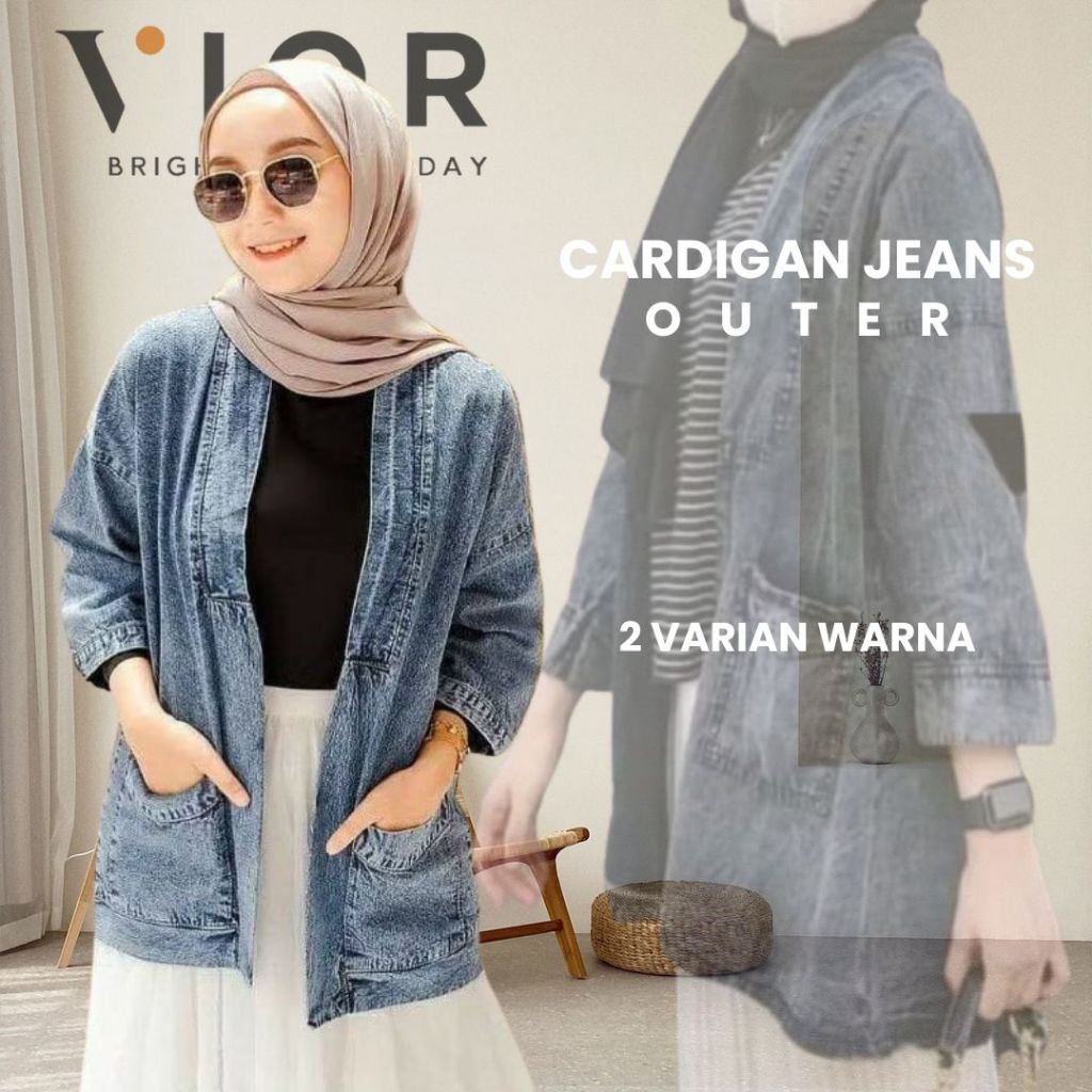 VIOR | Cardigan Jeans Wanita/Outer Jeans Wanita/Outer Terbaru/Pakaian Wanita