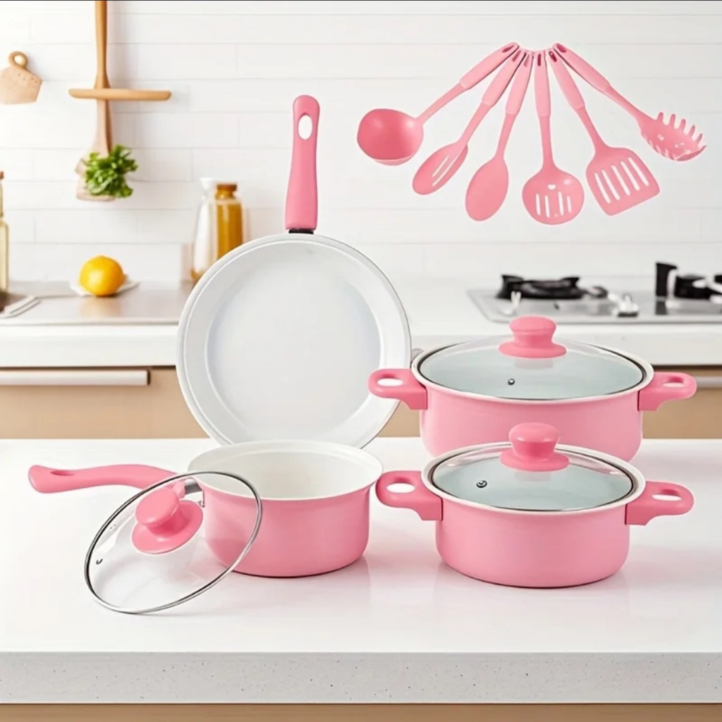 Panci Wajan Anti Lengket Set 13 in 1 Alat Masak Lengkap / Frypan Spatula / Satu Set Alat Masak