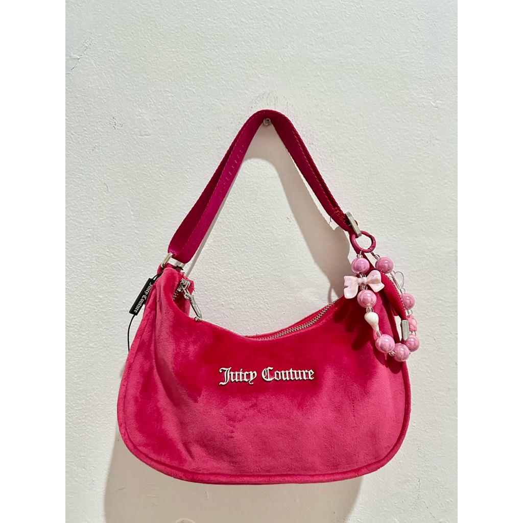 juicy couture shoulder bag pink velvet aut