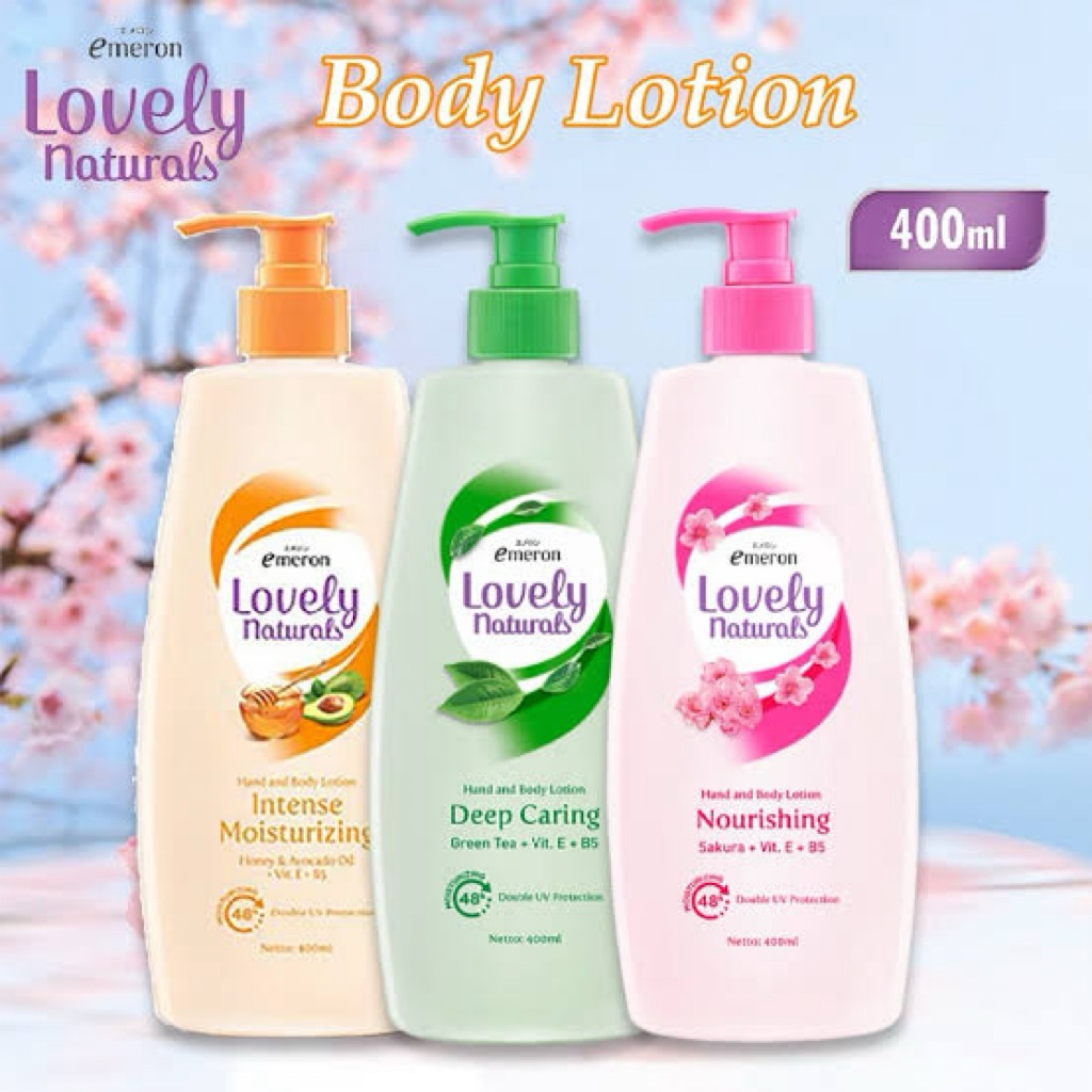 Emeron Lovely Natural / White UV Hand Body Lotion 400 ml Deep Caring / Nourishing / Glow / Moisture 