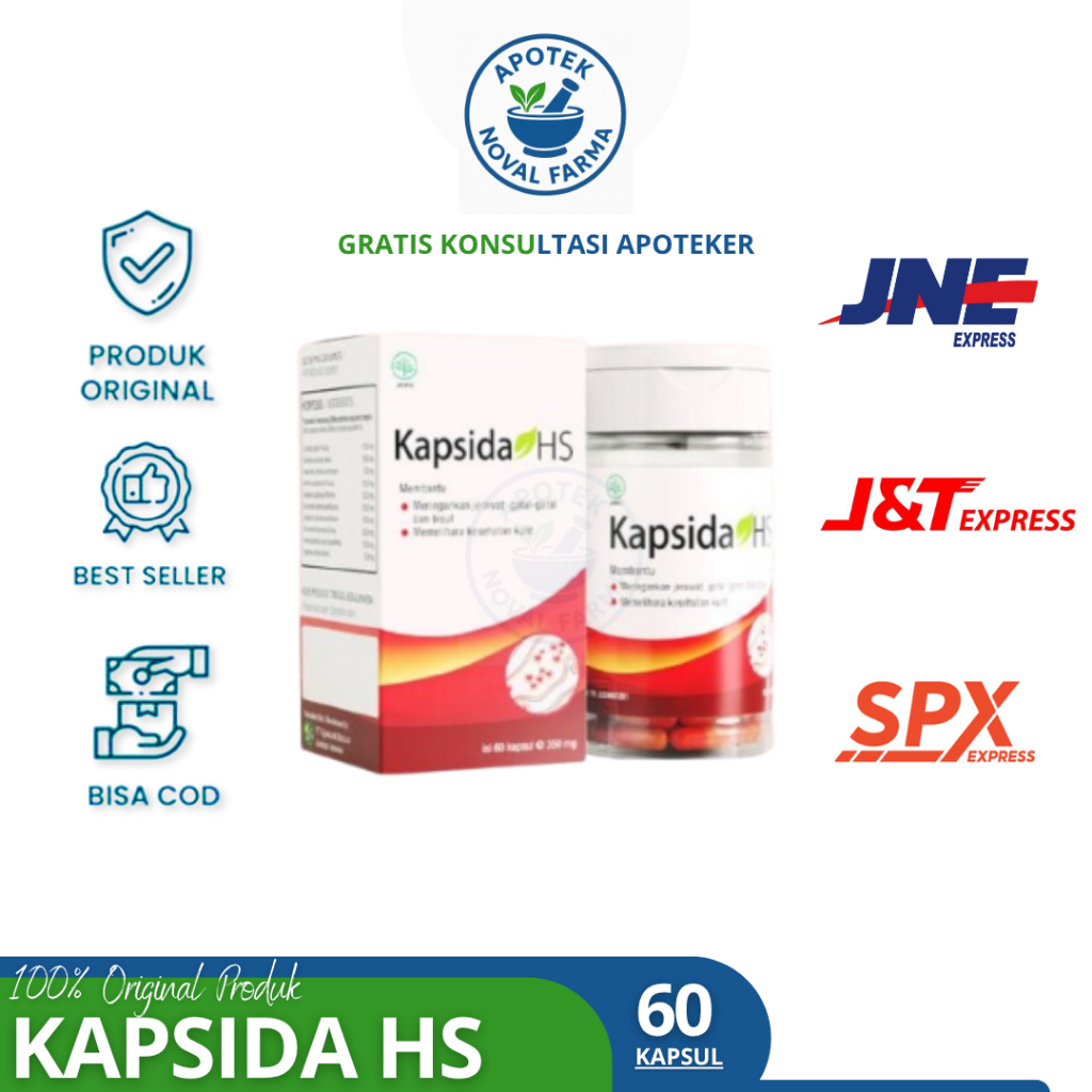 (Live) Kapsida HS isi 60 Kapsul Kembang Bulan Kapsida HS Botol 60 Kapsul - Obat Jerawat Gatal-gatal 
