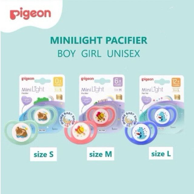 PIGEON Minilight Pacifier S M L Boy Girl Unisex (Blister) | Perlengkapan Dot Nipple Empeng Bayi 0 6 