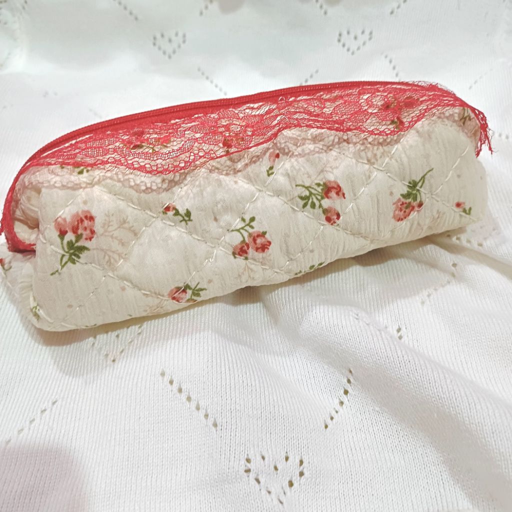 

Quilted Floral Pencil Case Lace || Coquette Pencil Case Pouch Puffy