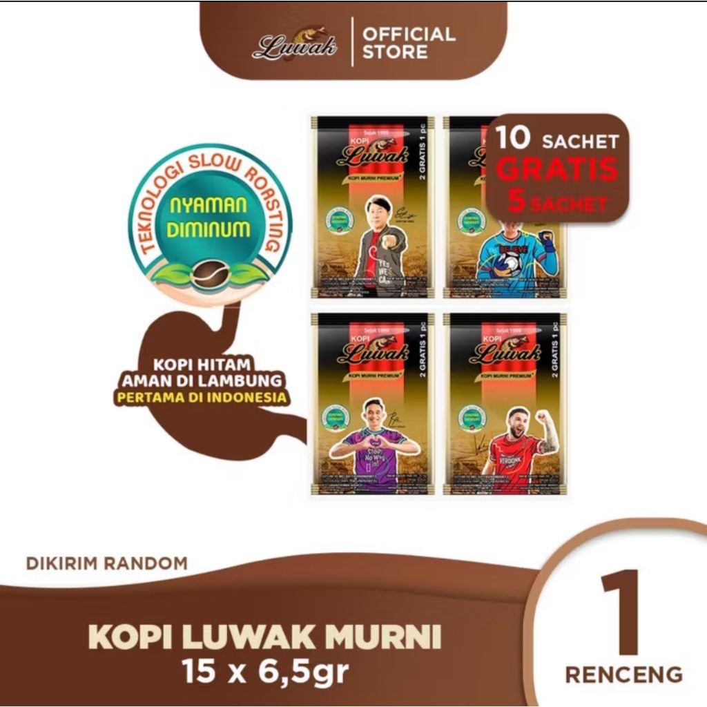 

15 PCS - KOPI LUWAK MURNI 1 RENCENG ( 15 PCS x 6,5g ) - KOPI LUWAK HITAM
