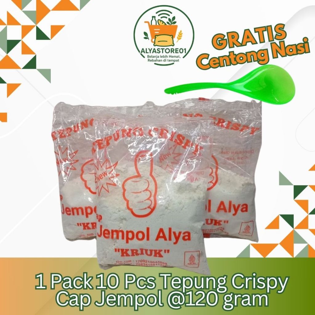 

10 PCS TEPUNG CRISPY TEPUNG KRIUK CAP JEMPOL ALYA KEMASAN 120gram