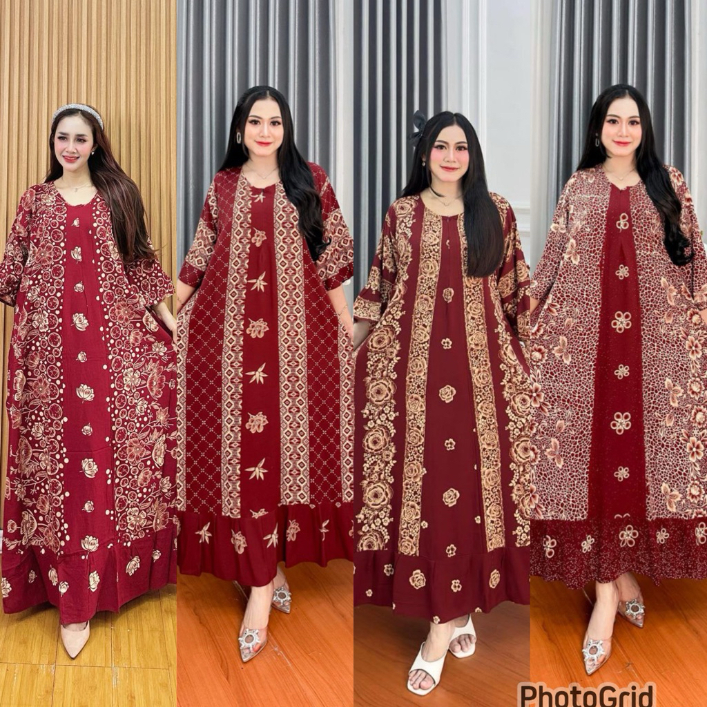 DRES JUMBO BELI 1 GRATIS 1 RAYON TEBAL LENGAN 3/4 Ld 130 | GROSIR DASTER JUMBO | GAMIS JUMBO