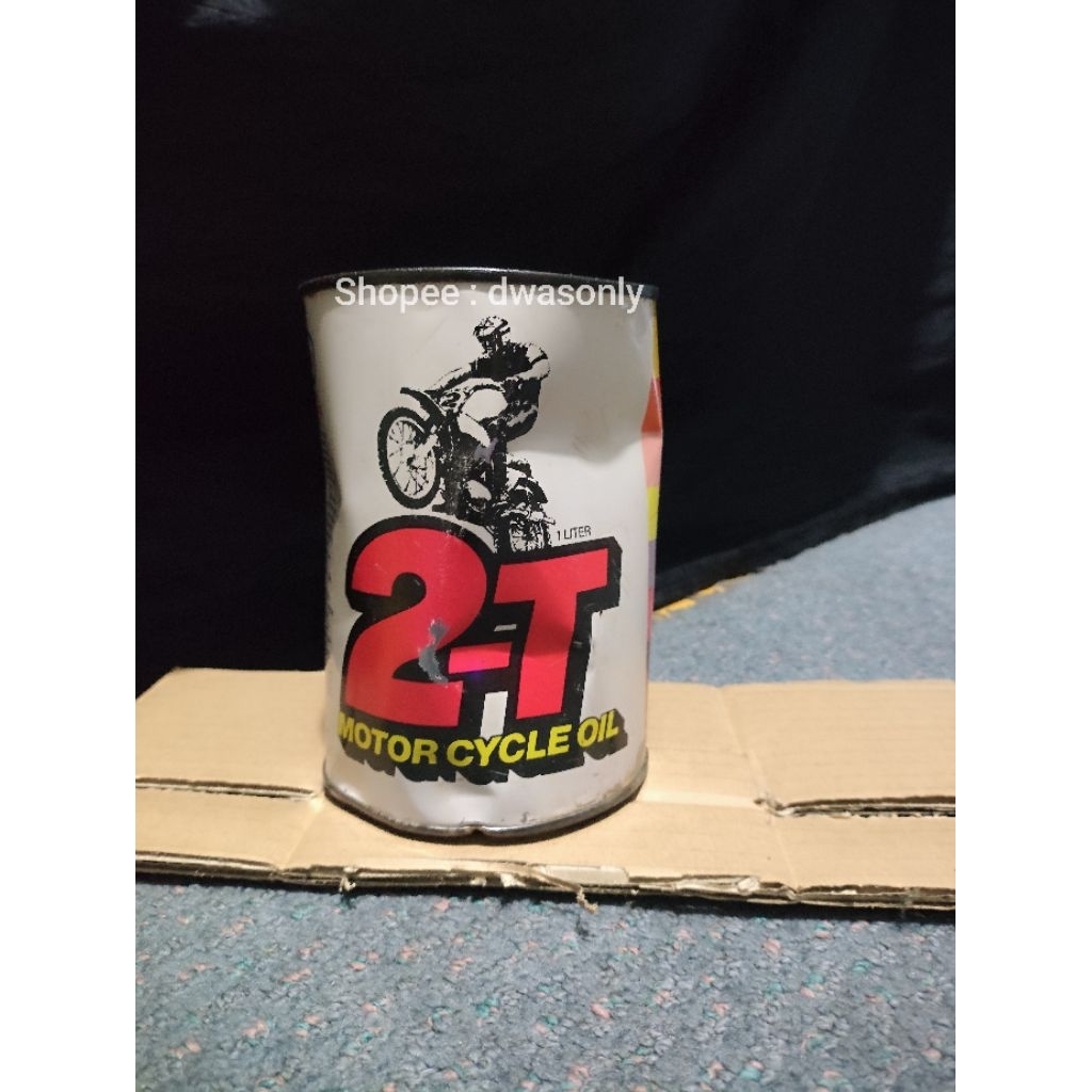 oli samping ESSO MOTOCROSS 2T kaleng putih vintage lawas jadul