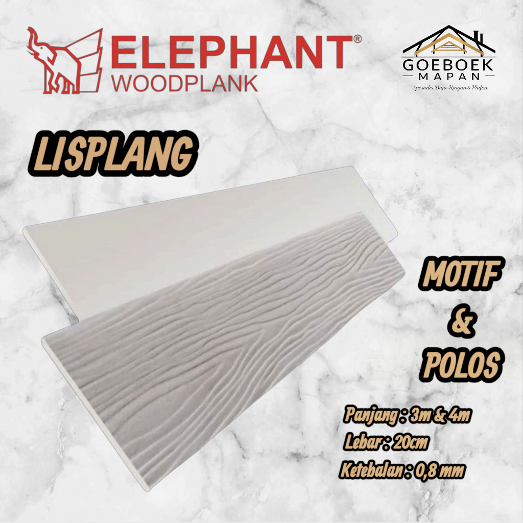 Lisplank Lisplang Motif Serat Kayu 20cm 4m Elephant Wood Plank
