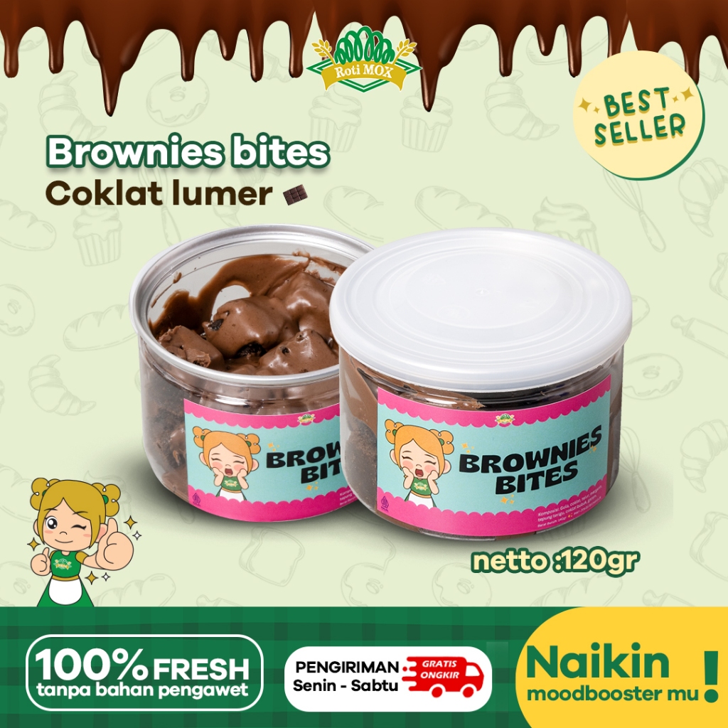 

ROTI MOX BROWNIES BITES COKLAT LUMER 120 GRAM