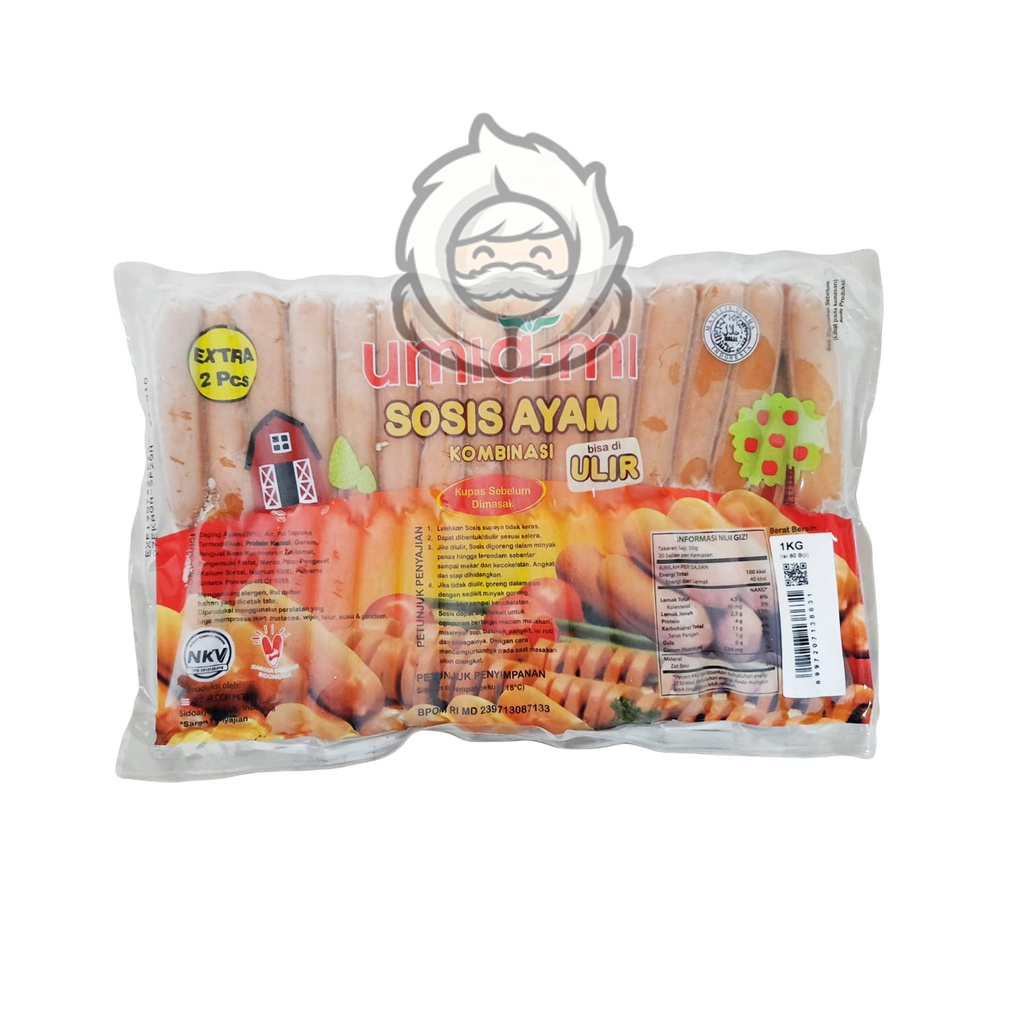 

Umiami Sosis Ayam Ulir 1kg – Frozen Food Sosis Ayam Panjang 5cm
