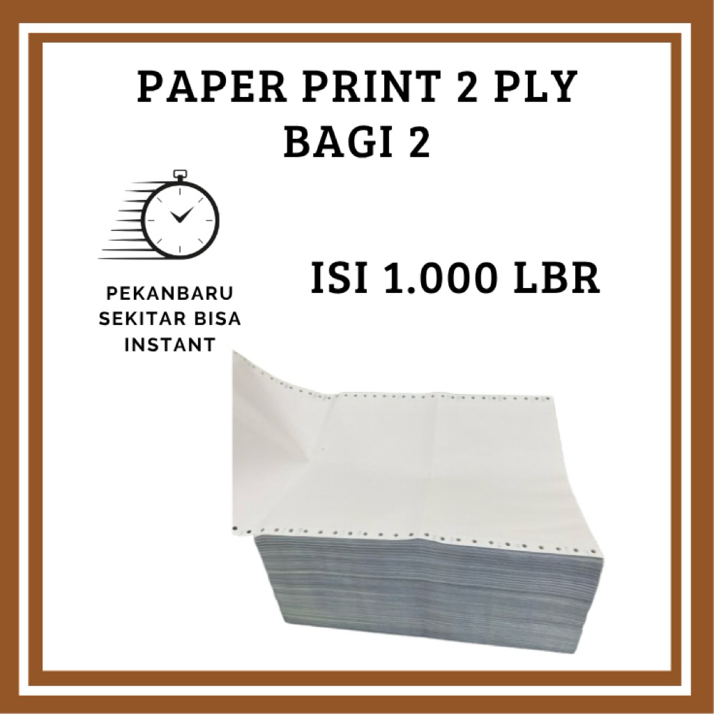 

Paperpryns Continuous Form NCR 2PLY Bagi 2 (9,5" x 11/2") / Kertas bon 2 warna / isi -+ 1.000 Lembar