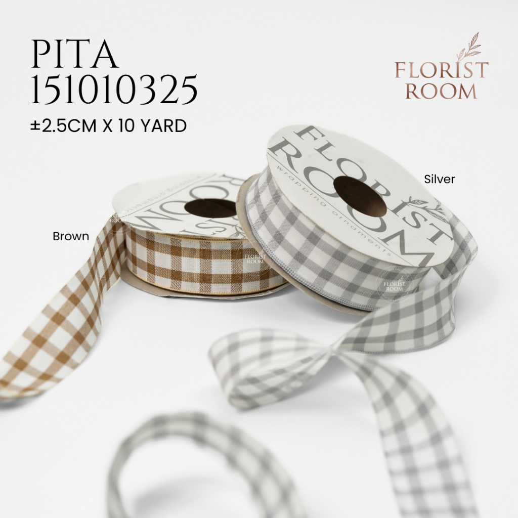 

Pita 151010325 ±2.5cm x 10yard - Gift - Kado - Ribbon - Pita Kotak Kotak - Motif