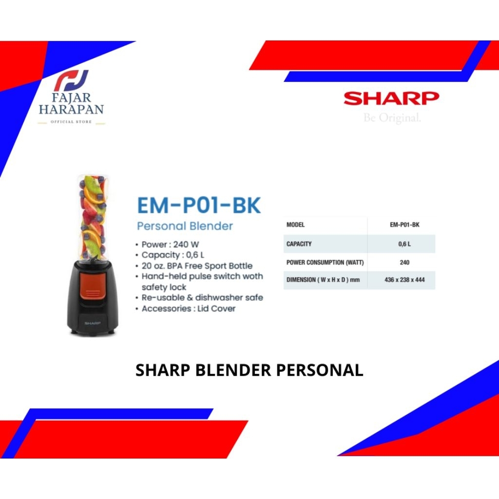 SHARP BLENDER PERSONAL EM-P 01 BK
