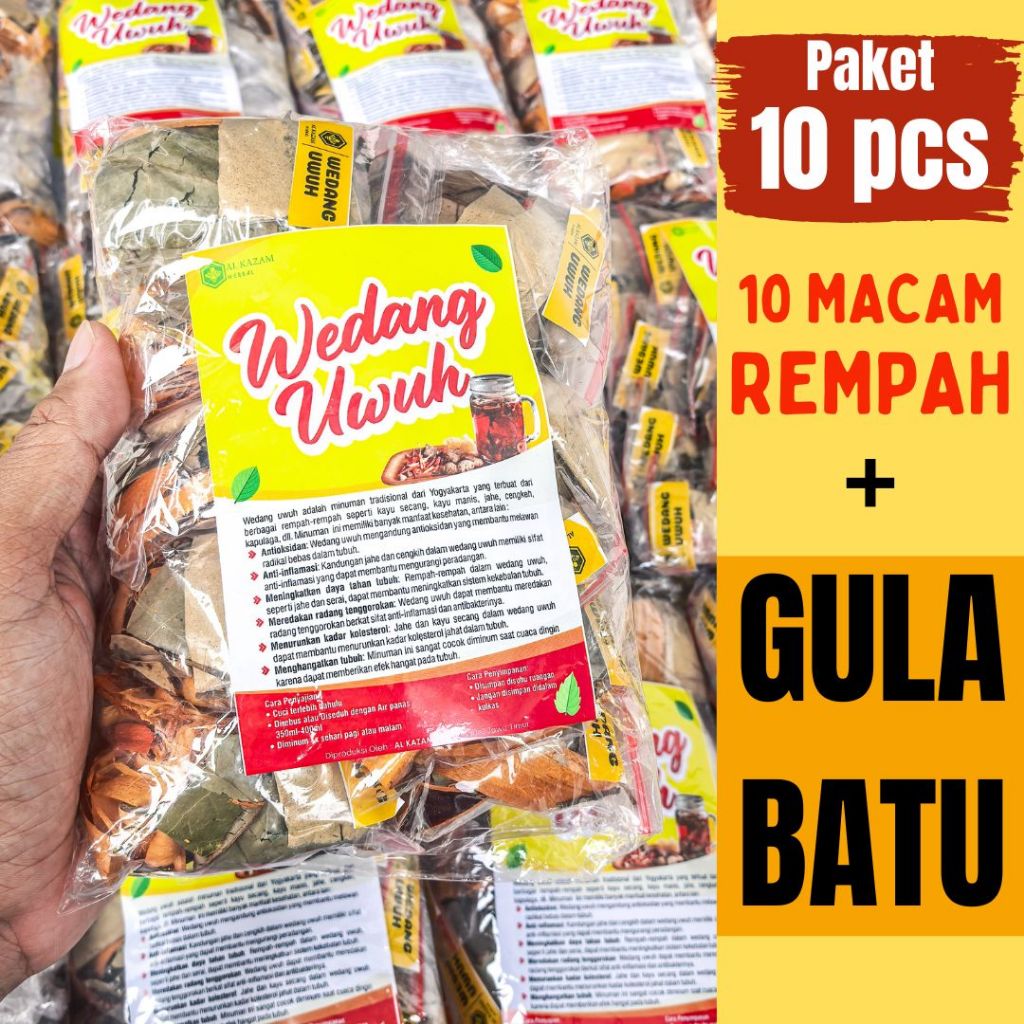 

1pack Wedang Uwuh 10 Macam Rempah Jahe Kapulaga Cengkeh Secang Kayu Manis Khas Jogja Solo Asli - Isi
