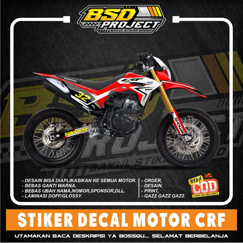 STIKER DECAL CRF STIKER MOTOR KLX CRF BISA CUSTOM WARNA DAN TULISAN