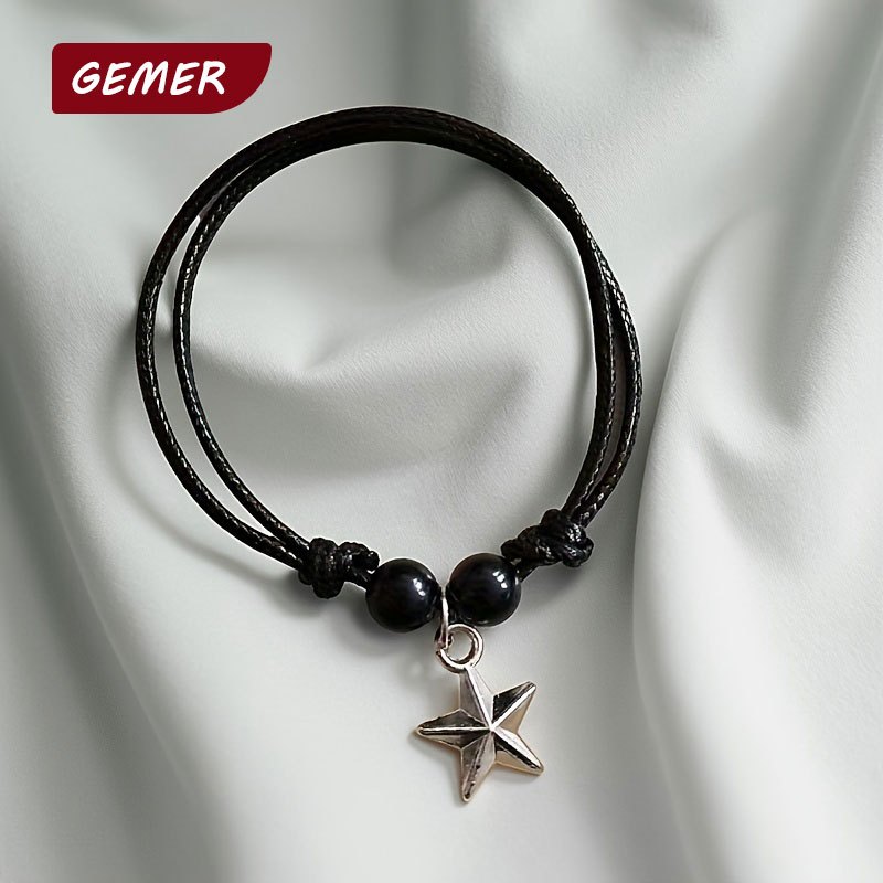 GEMER Gelang Etnik Hitam Polos Gelang Simple Hitam Polos Gelang Hitam Korea