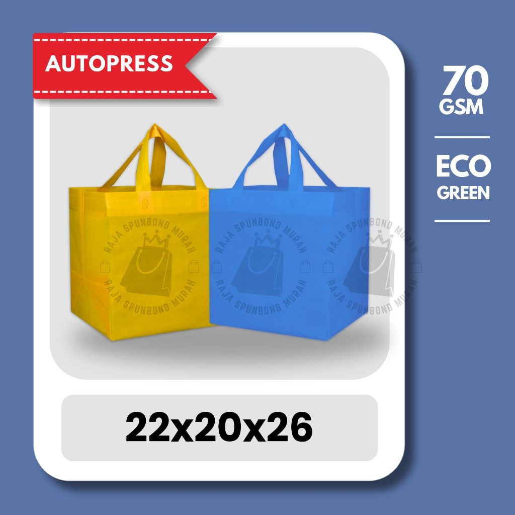 

AUTOPRESS 70GSM Tas Box Spunbond Goodie Bag 22x20x26 Souvenir Promosi Murah Tebal Polos