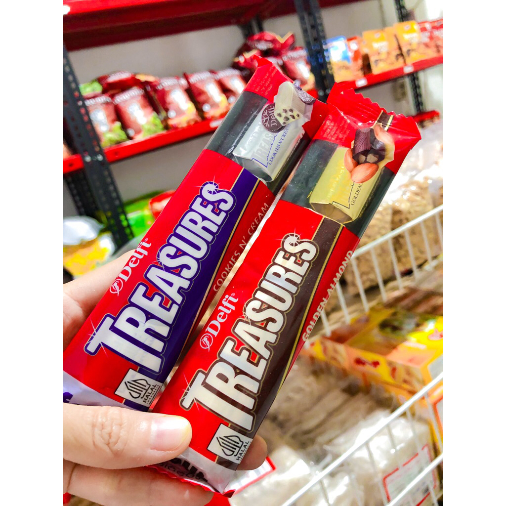 

Cokelat Delfie Treasures 1 Bar isi 4 Pcs Almond & Cookies Cream
