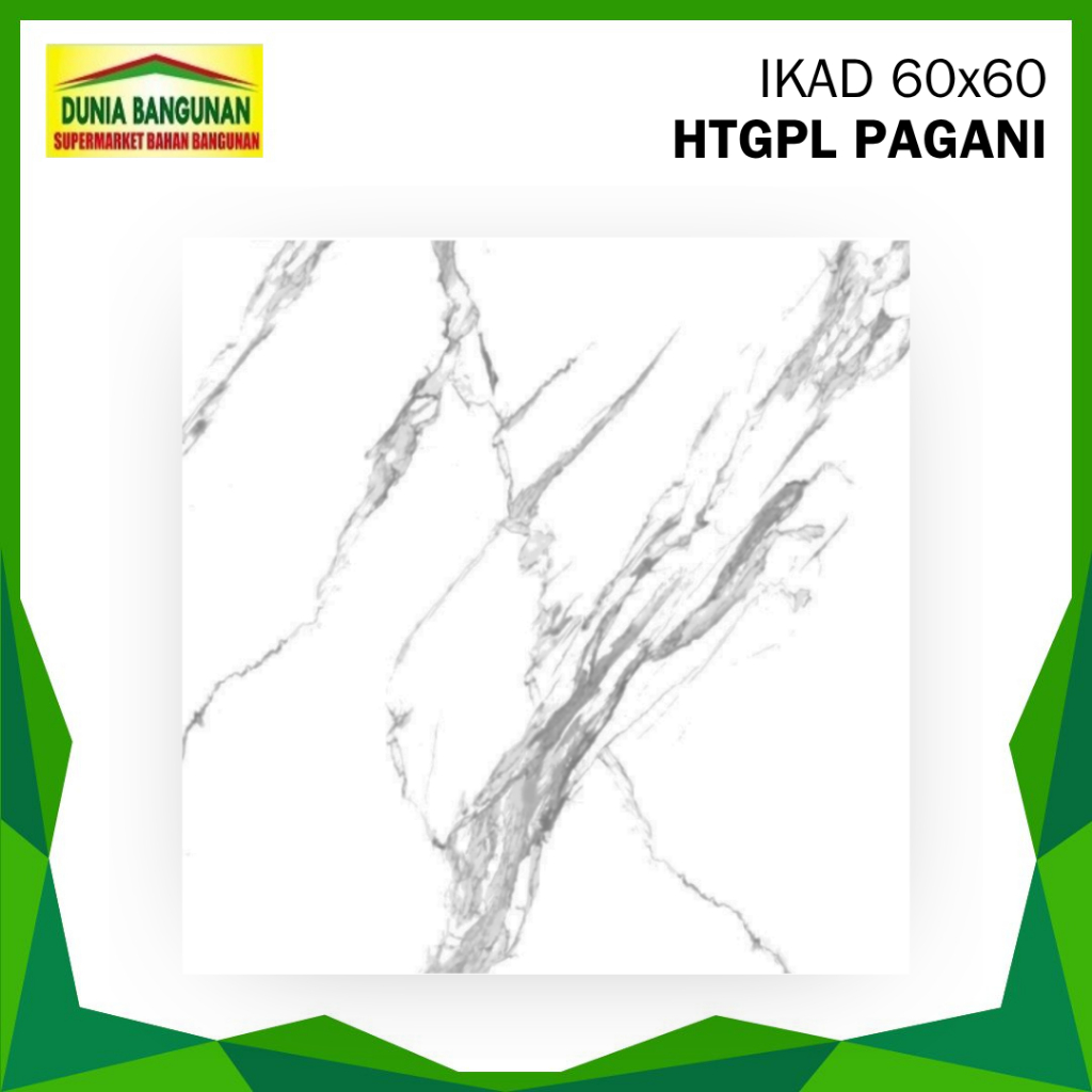 Granit 60x60 Lantai IKAD Pagani KW2 Granit Putih Corak Abu Glossy Granit Dinding