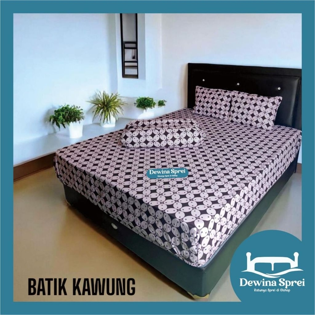 Sprei Batik Solo Kawung Tinggi 30 cm ukuran 120x200 160x200 180x200 200x200
