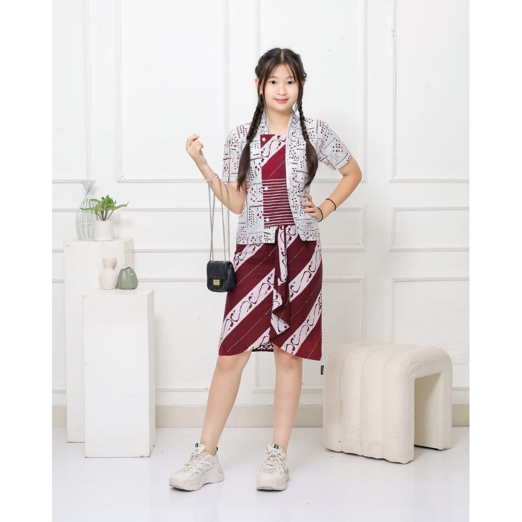 ANAKAMI Setelan Batik Anak Perempuan Premium Modern | Atasan Batik dan Rok Batik Anak Cewek 3-12y