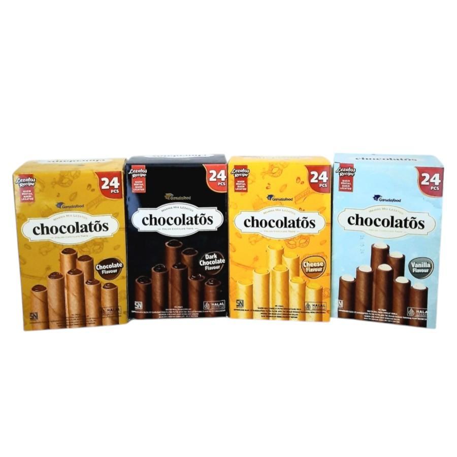 

CHOCOLATOS WAFER ROLL GRANDE WITH CREAM FILLING 12 GRAM X 24'S COKELAT / DARK COKELAT / KEJU / VANILLA