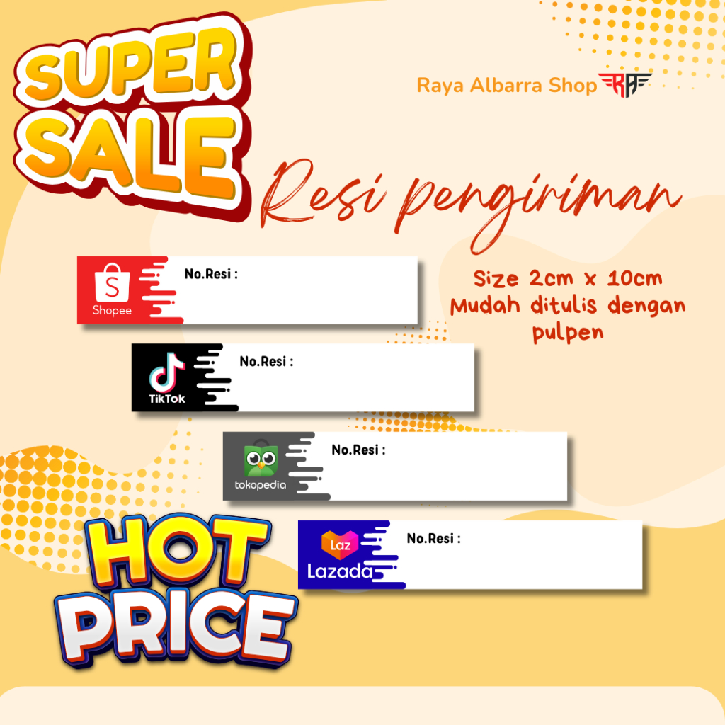 

[100pcs] STIKER Resi Pengiriman Marketplace Shopee, Mudah Ditulis Dengan Pulpen, Tinggal Tempel