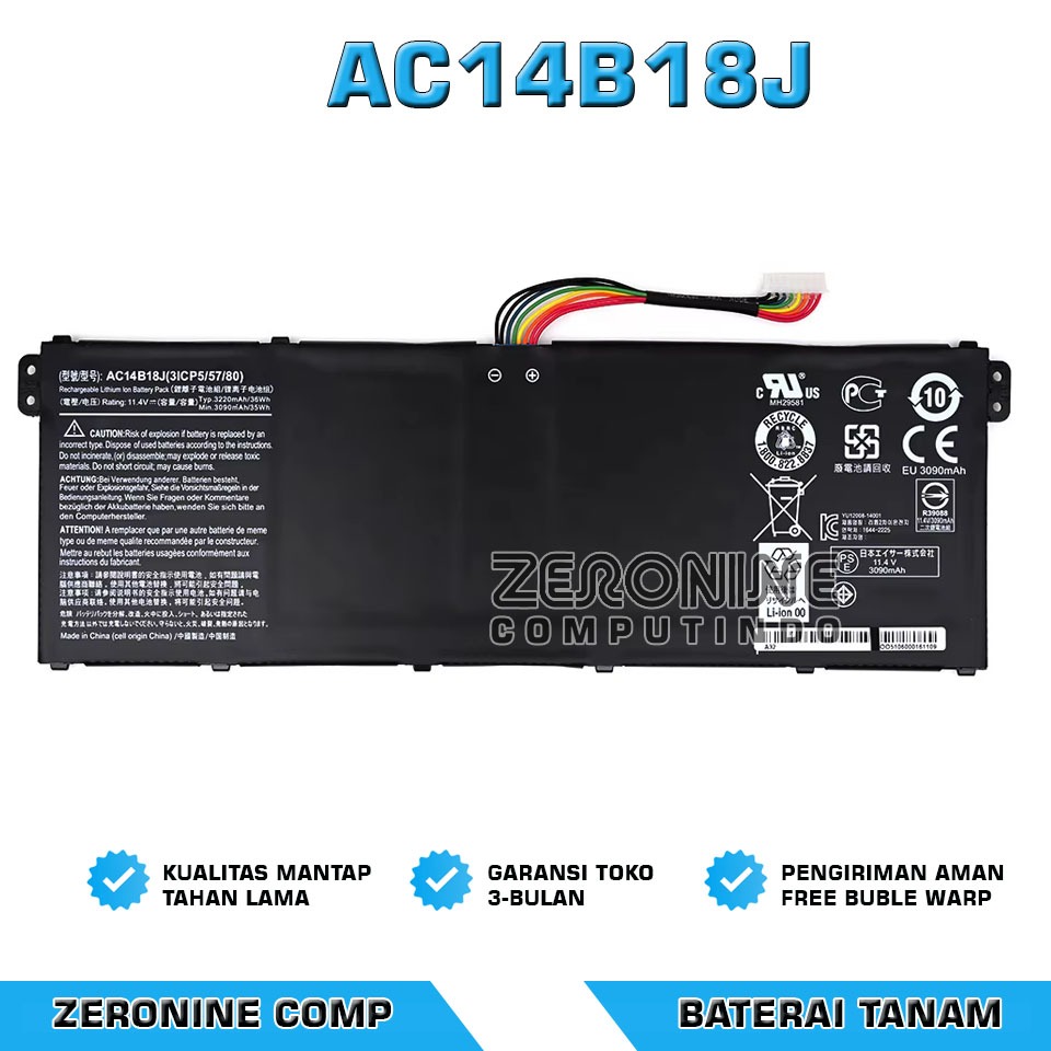 Baterai Acer TravelMate B115-MP B115-M Chromebook 13 CB5-311 AP14B18J