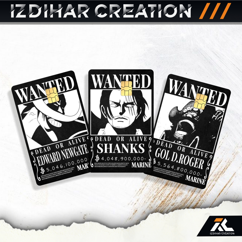 

STIKER ATM STIKER KARTU Skincard Garskin Stiker Pelindung Kartu One Piece WHITE BEARD, SHANK, ROGER