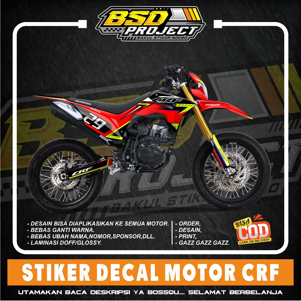 STIKER DECAL FULL MOTOR CRF STIKER CRF 150 STIKER PRINTING MOTORCROSS CRF