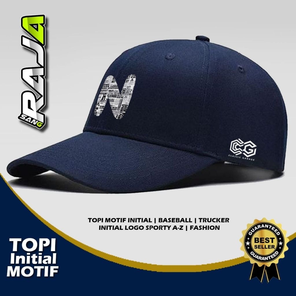 Topi Baseball Hitam Baru Motif Batik Inisial Alfabet A B C D E F G G I J K L M N O P Q R S T U V W X