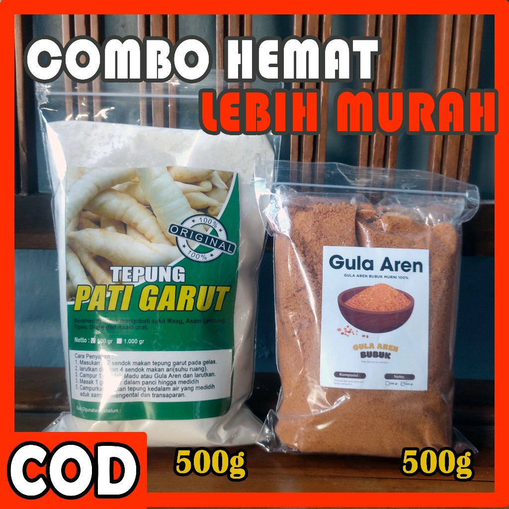 

TEPUNG GARUT UNTUK ASAM LAMBUNG 500gram + GULA AREN BUBUK 500gram