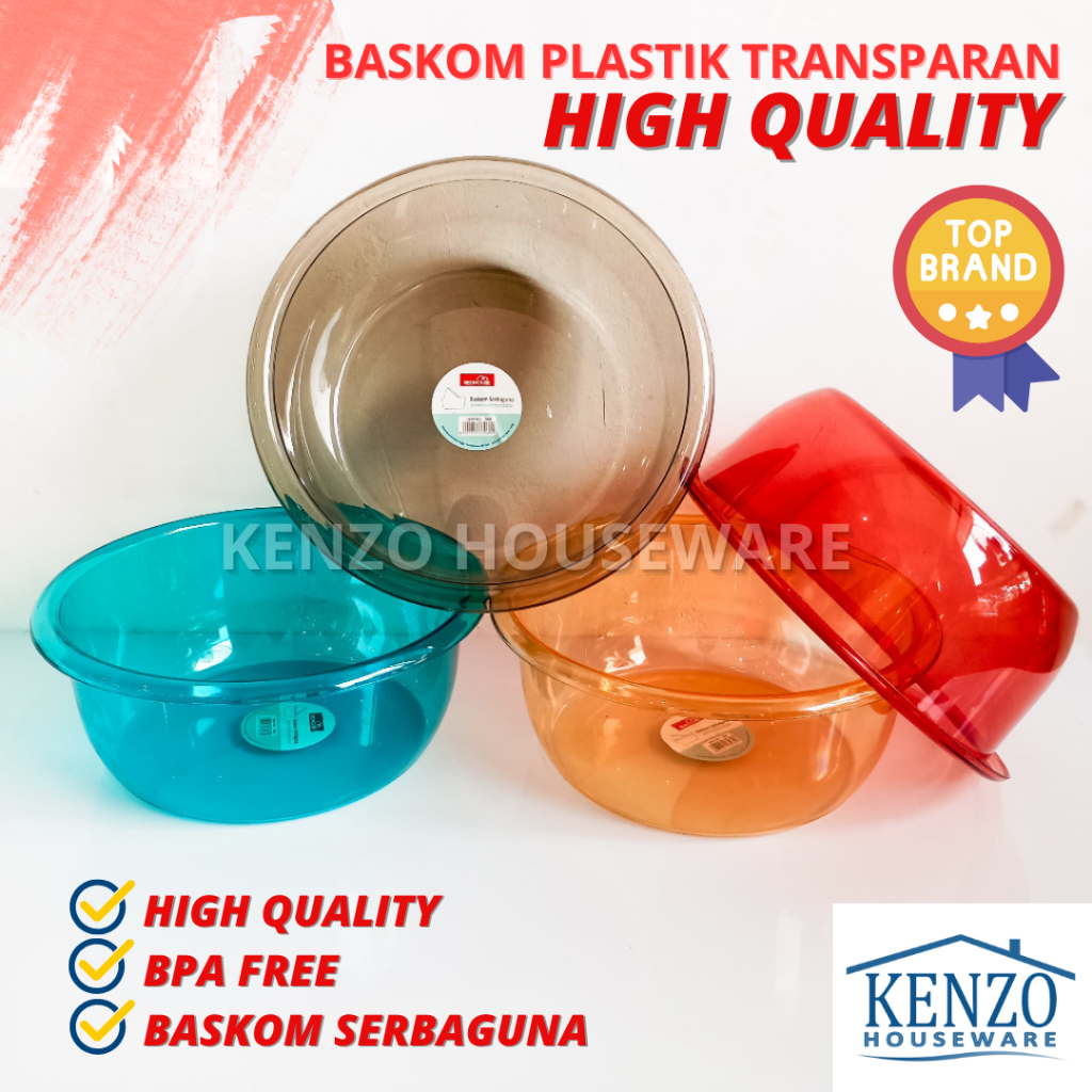 Baskom Bulat Adonan  24 CM Baskom 960 REDHOUSE Baskom Bak Bening Transparan