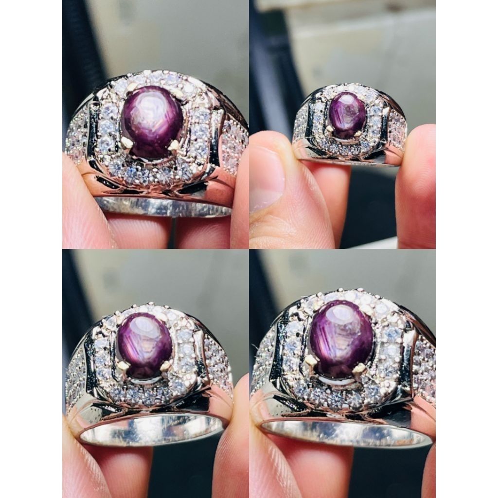 Cincin permata ruby star Tanzania Ring titanium