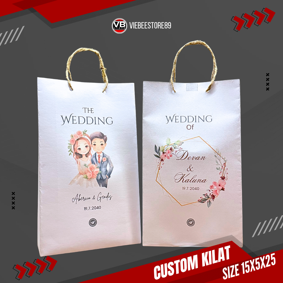 

PAPERBAG FREE CETAK CUSTOM NAMA FULL COLOR SOUVENIR WEDDING ULTAH TASYAKURAN TERMURAH -+ 25X5X15