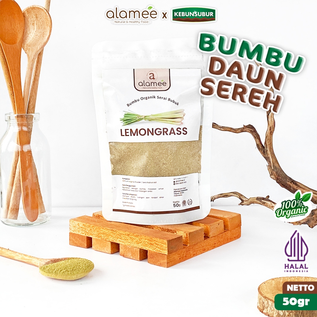 

ALAMEE Bubuk Sereh Lemongrass Powder Bumbu Dapur Organik Serai Murni Asli Seasoning 50 Gr Kebunsubur