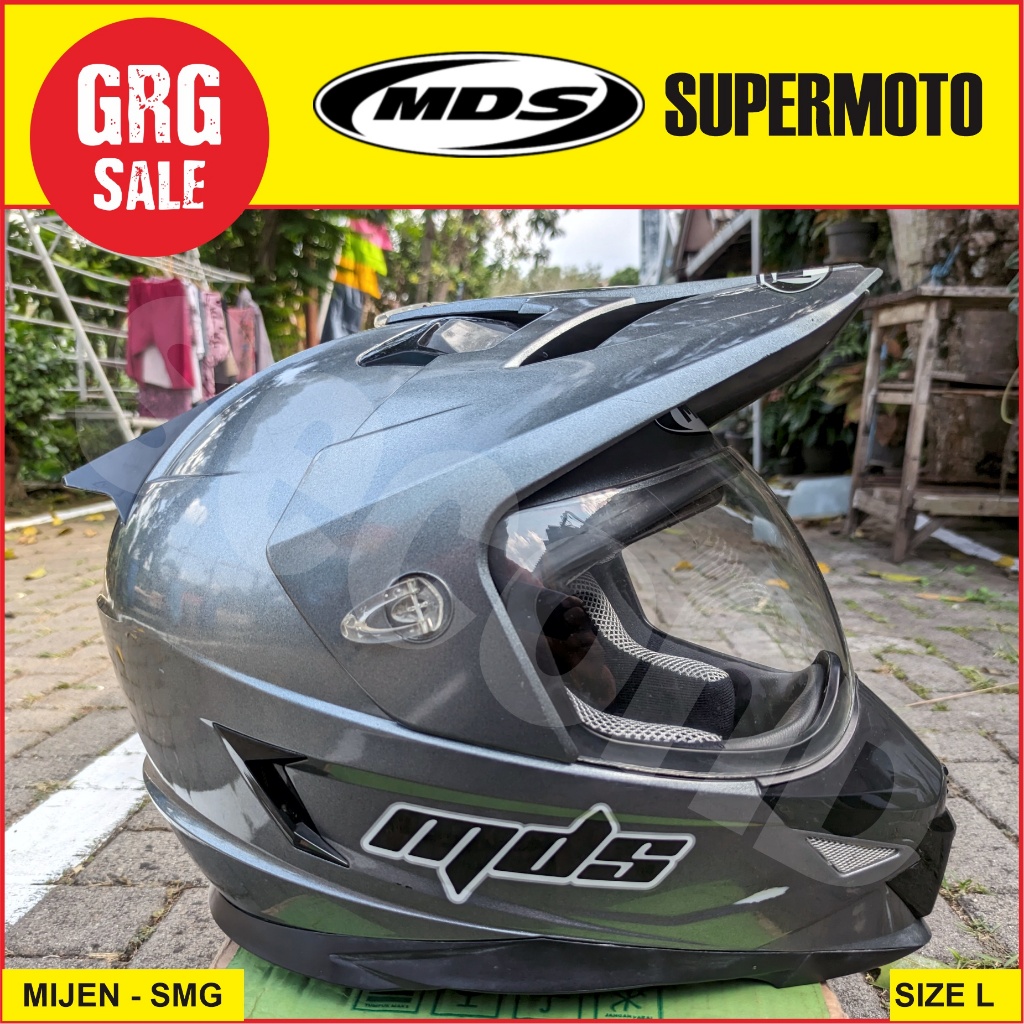 Helm Second MDS Supermoto Metallic Grey