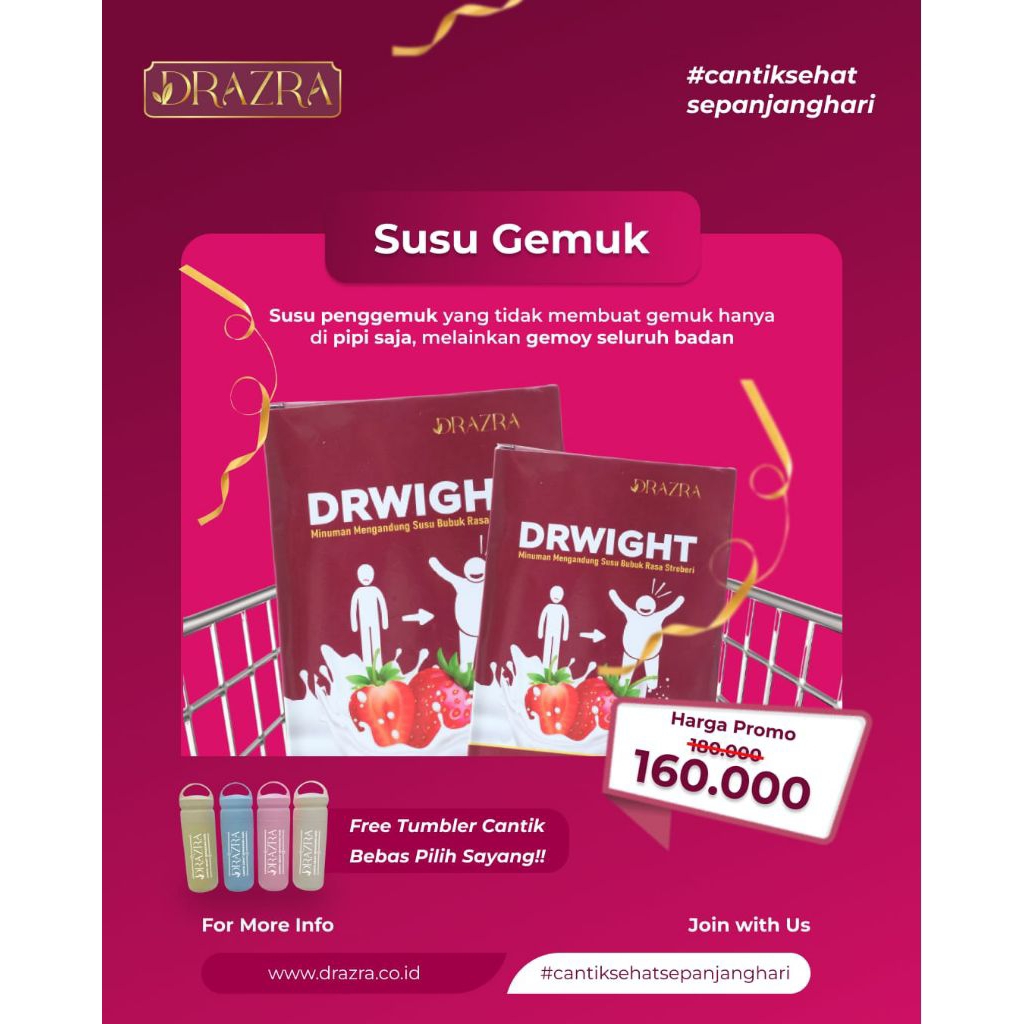 

PROMO0 TURUN HARGA PLUS GRATIS 1 BOTOL TUMBLER DRWIGHT (Susu Penggemuk) DRAZRA