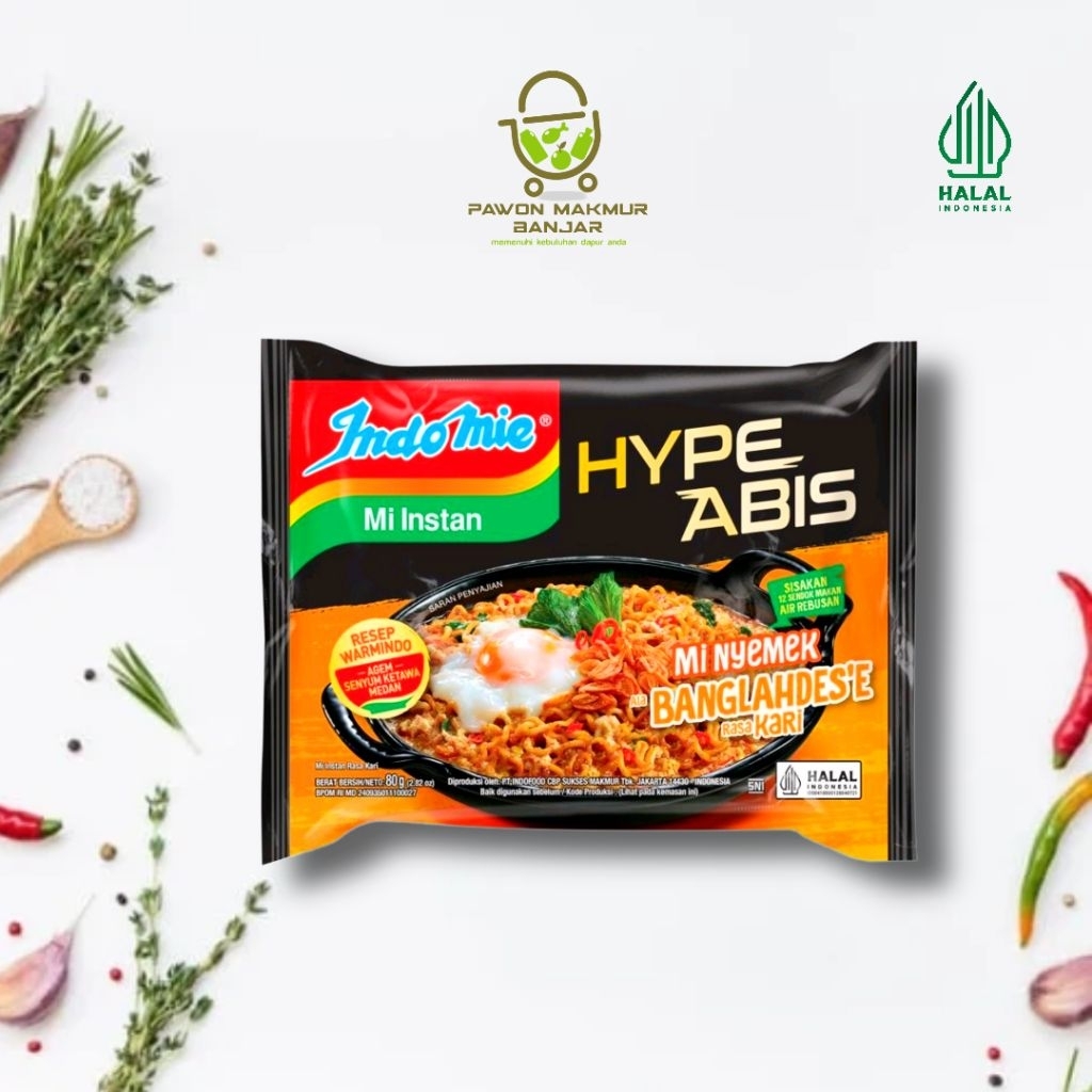 

INDOMIE MIE INSTAN GORENG HYPE ABIS MIE NYEMEK ALA BANGLADES RASA KARI / 80GR