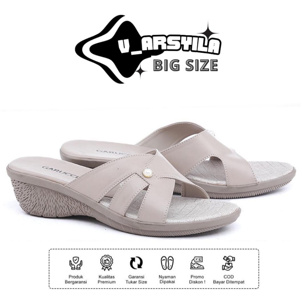 Sandal Wedges Ibu Ibu Hak 3cm ARSYILA 1.0 Sendal Selop Pesta Kondangan Wanita Import