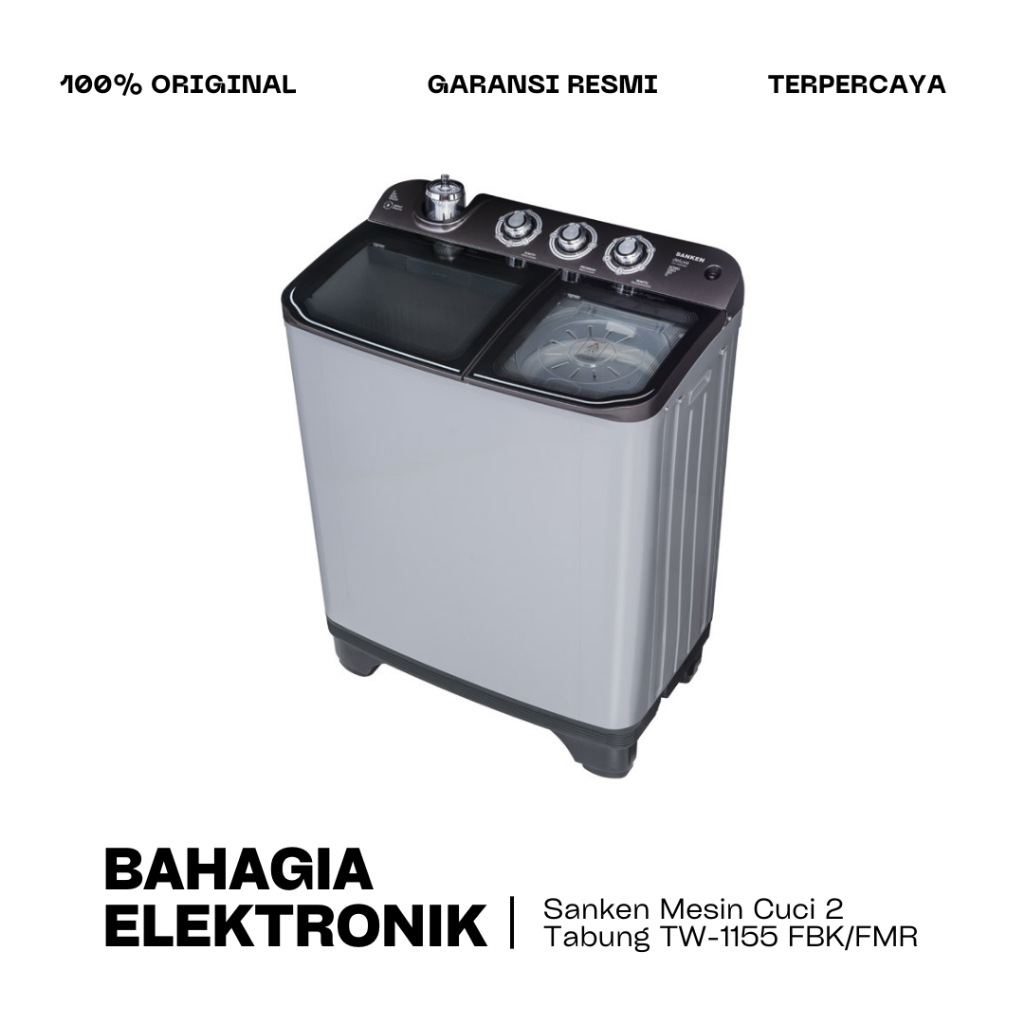 Sanken Mesin Cuci 2 Tabung TW-1155 FBK/FMR