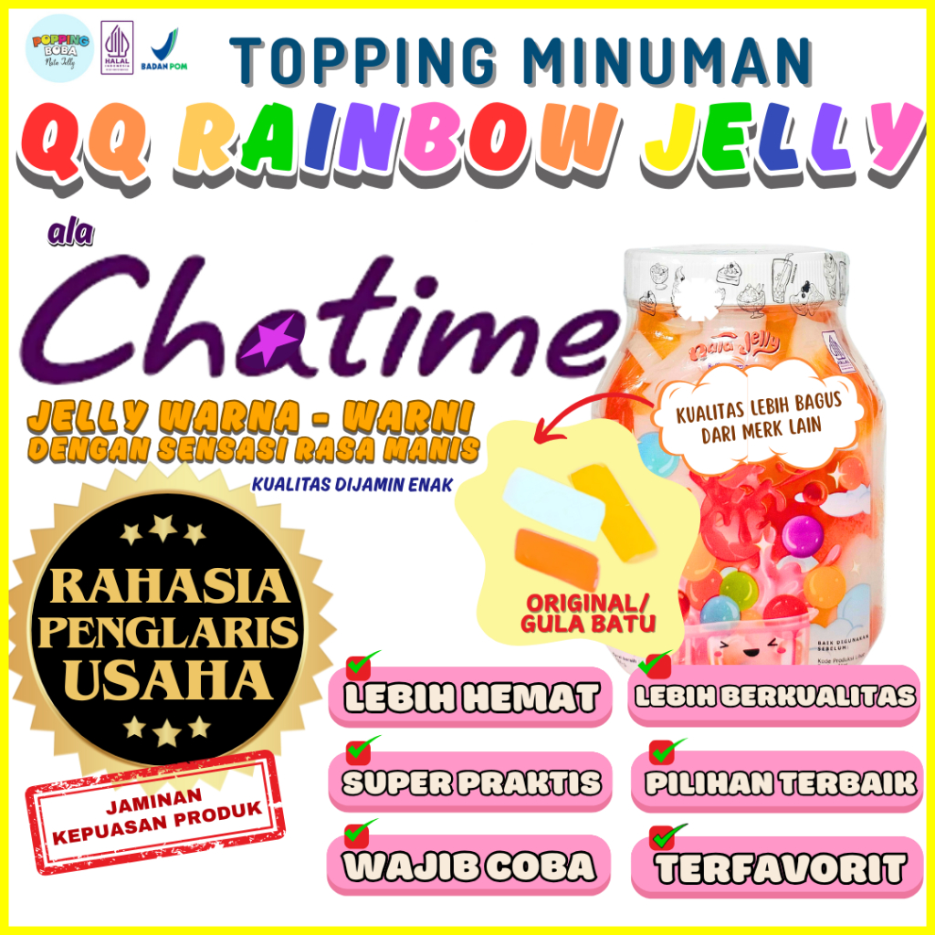 

QQRainbowJellyKonyakuToppingMinumanPerpaduan MILK DAY Susu Kental Manis - Rainbow Jelly Original 500 Gram | Cocok Untuk Semua Jenis Minuman