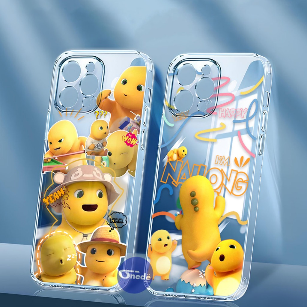 Onede Clear Case Glossy For Oppo A18 / A15 / A16 / A5s / A12 / A3x Case Bening Motif Dino kuning RBB