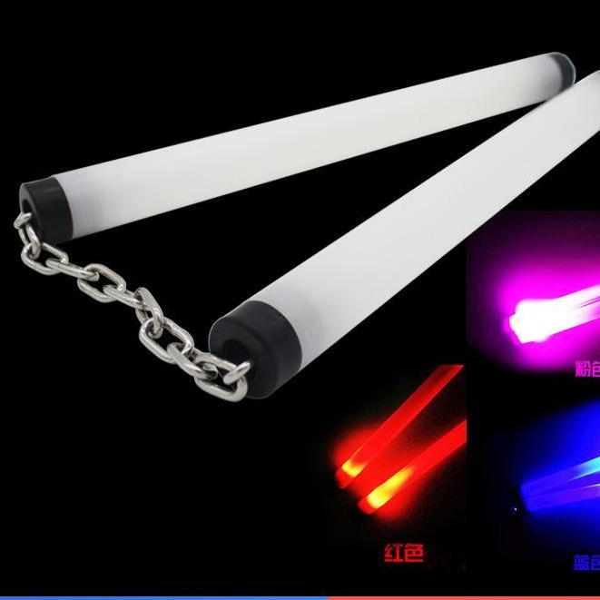 Nunchaku Berkinerja Fluorescent Bergetar Lampu Malam Luminous Nunchaku