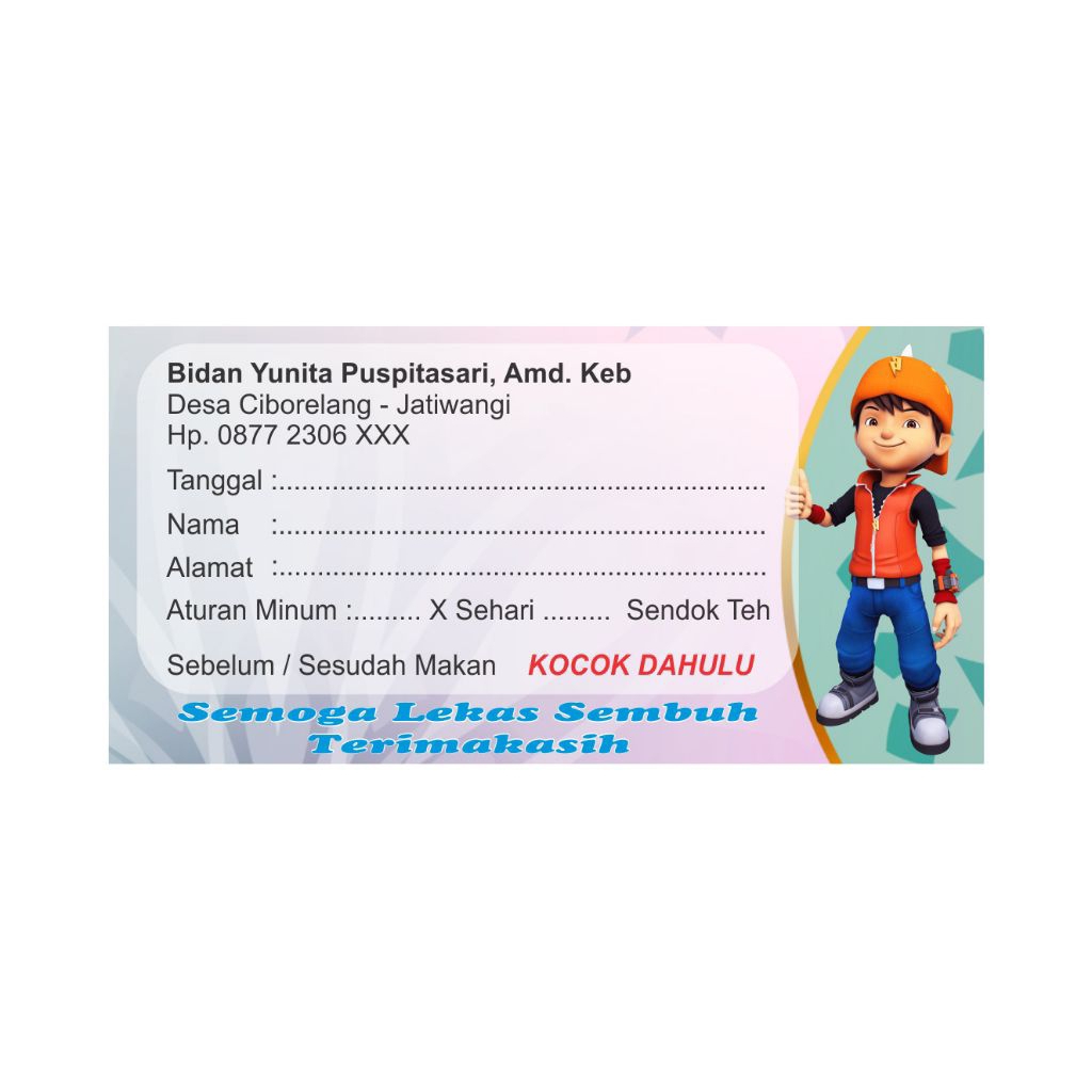 

eticket obat/ sticker obat isi 100