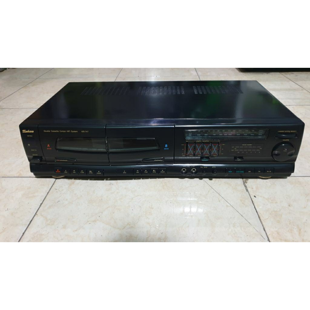 tape deck amplifier karaoke kaset pita radio vintage seico KR-747 second bekas normal siap pakai