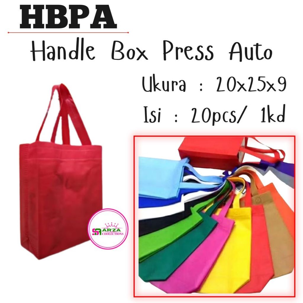 

Tas Belanja HBPA Ukuran 20x25x8 Isi 1pcs Bahan spundbond Ketebalan 75sm Tas SovenirTas goodiebag